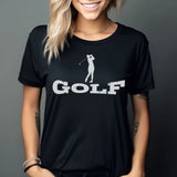 basic golf with golfer icon on a unisex t-shirt with a white graphic