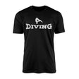 basic diving with diver icon on a mens t-shirt with a white graphic