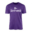 basic diving with diver icon on a mens t-shirt with a white graphic