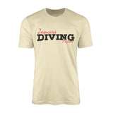 custom diving mascot and diver name on a mens t-shirt with a black graphic