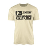 diving dad horizontal flag on a mens t-shirt with a black graphic