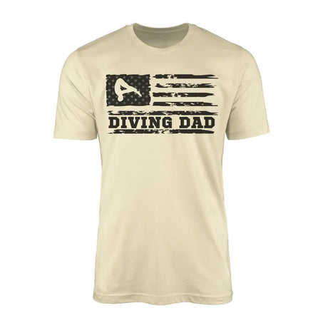 diving dad horizontal flag on a mens t-shirt with a black graphic