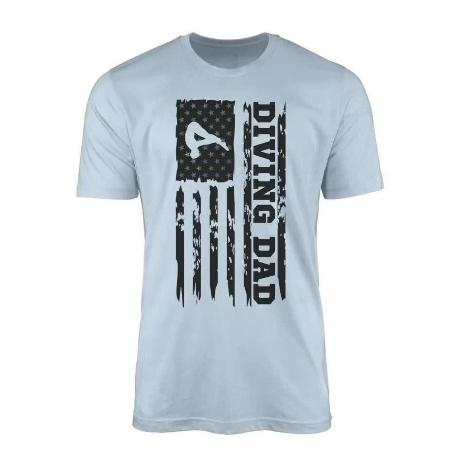 Diving Dad Vertical Flag | Men's T-Shirt | Black Graphic