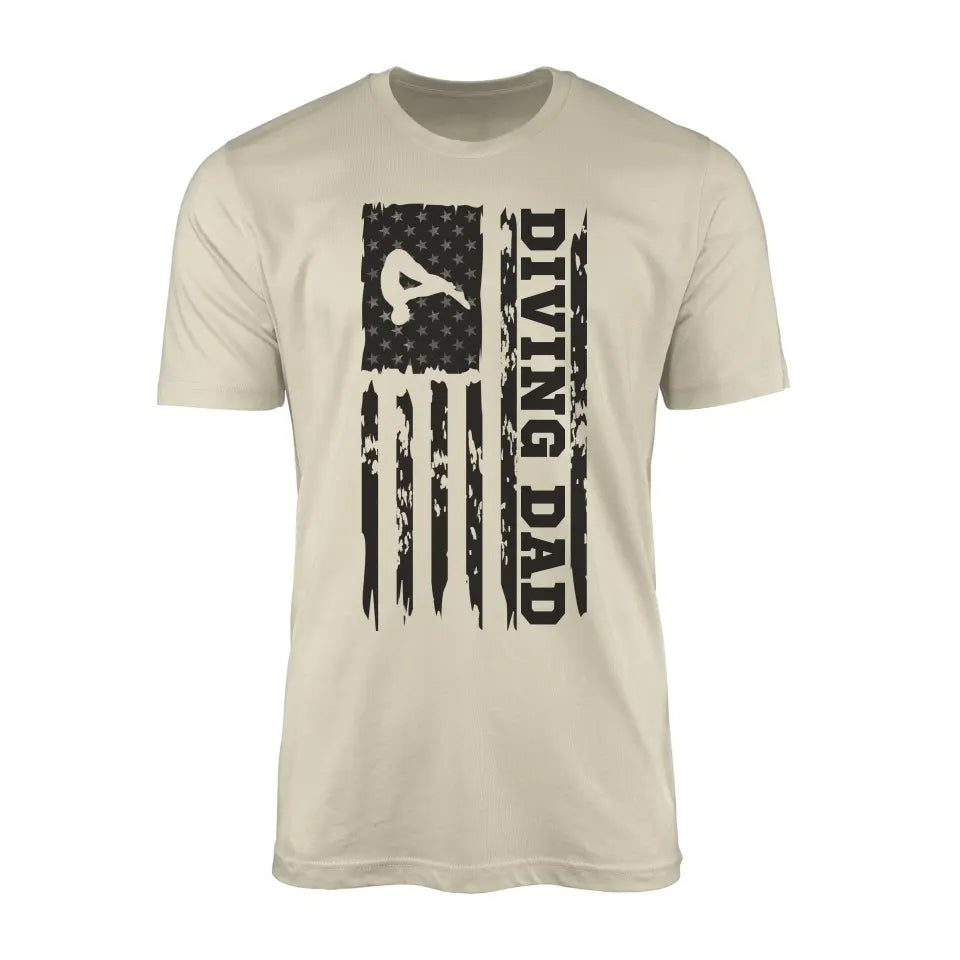 Diving Dad Vertical Flag | Men's T-Shirt | Black Graphic