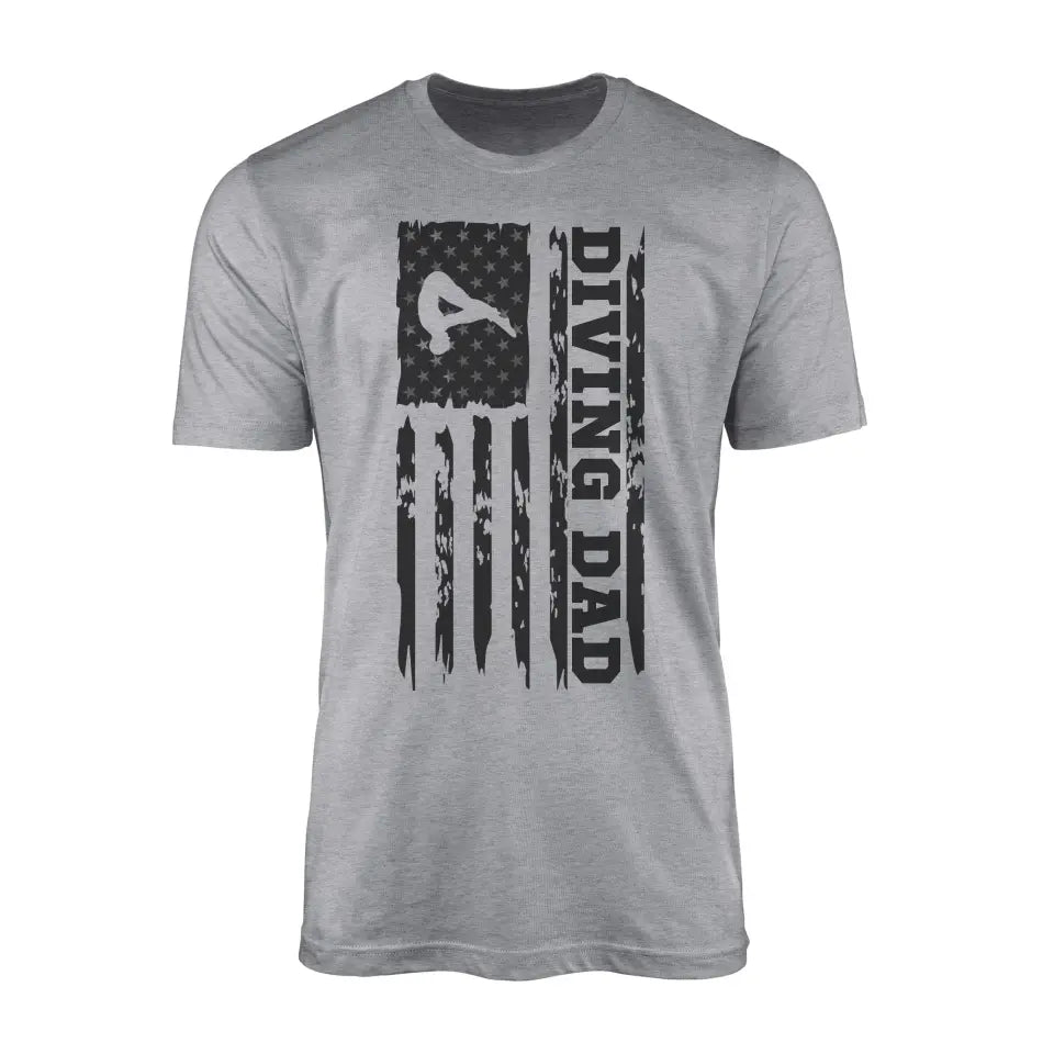 Diving Dad Vertical Flag | Men's T-Shirt | Black Graphic