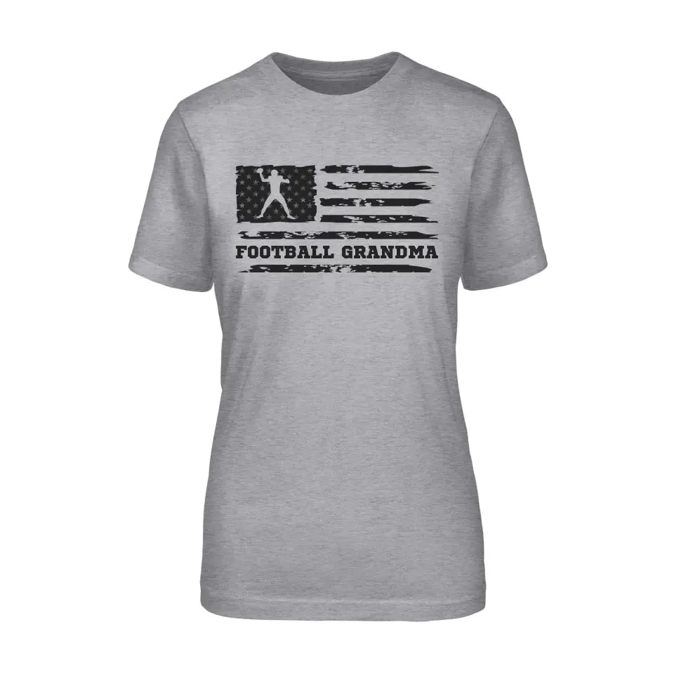 football grandma horizontal flag on a unisex t-shirt with a black graphic