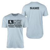 hockey grandpa horizontal flag with hockey player name on a mens t-shirt with a black graphic