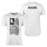 hockey grandpa vertical flag with hockey player name on a mens t-shirt with a black graphic