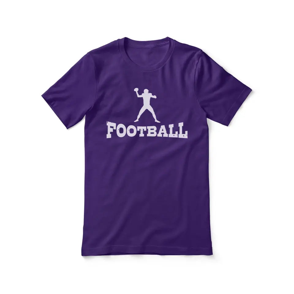 basic football with football player icon on a unisex t-shirt with a white graphic