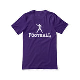 basic football with football player icon on a unisex t-shirt with a white graphic