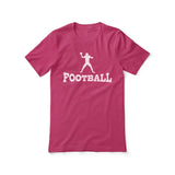 basic football with football player icon on a unisex t-shirt with a white graphic