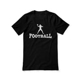 basic football with football player icon on a unisex t-shirt with a white graphic