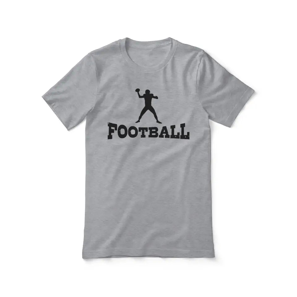basic football with football player icon on a unisex t-shirt with a black graphic