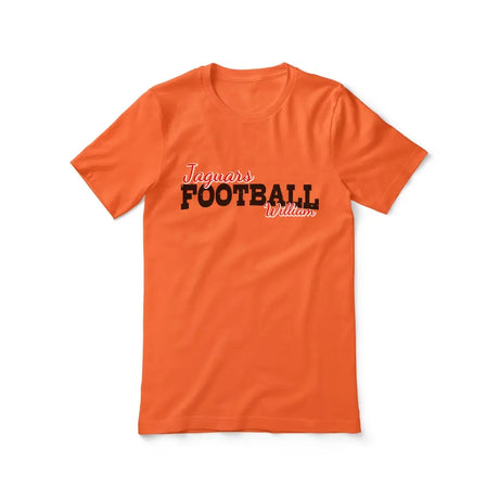 custom football mascot and football player name on a unisex t-shirt with a black graphic
