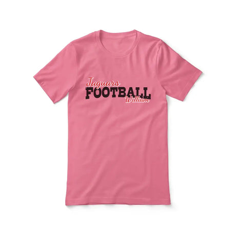 custom football mascot and football player name on a unisex t-shirt with a black graphic