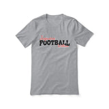 custom football mascot and football player name on a unisex t-shirt with a black graphic