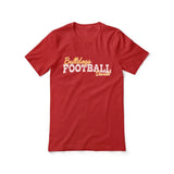 custom football mascot and football player name on a unisex t-shirt with a white graphic