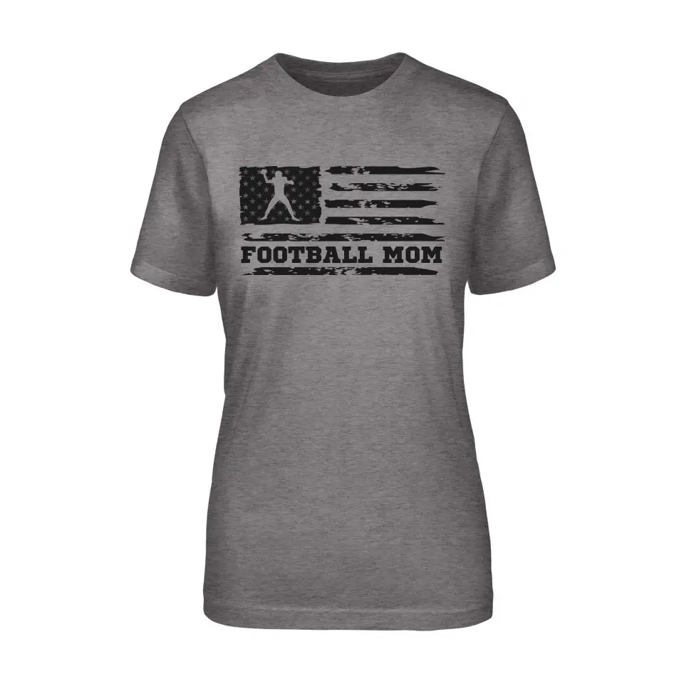 football mom horizontal flag on a unisex t-shirt with a black graphic