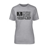 football mom horizontal flag on a unisex t-shirt with a black graphic