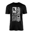 hockey dad vertical flag on a mens t-shirt with a white graphic