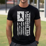 lacrosse dad vertical flag on a mens t-shirt with a white graphic