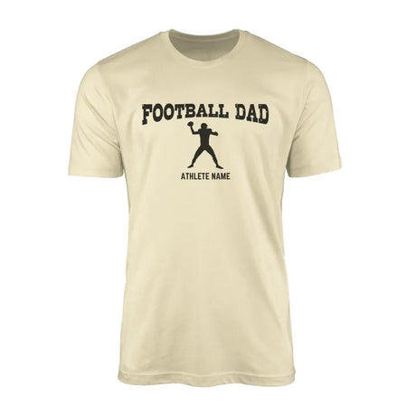 football dad with football player icon and football player name on a mens t-shirt with a black graphic