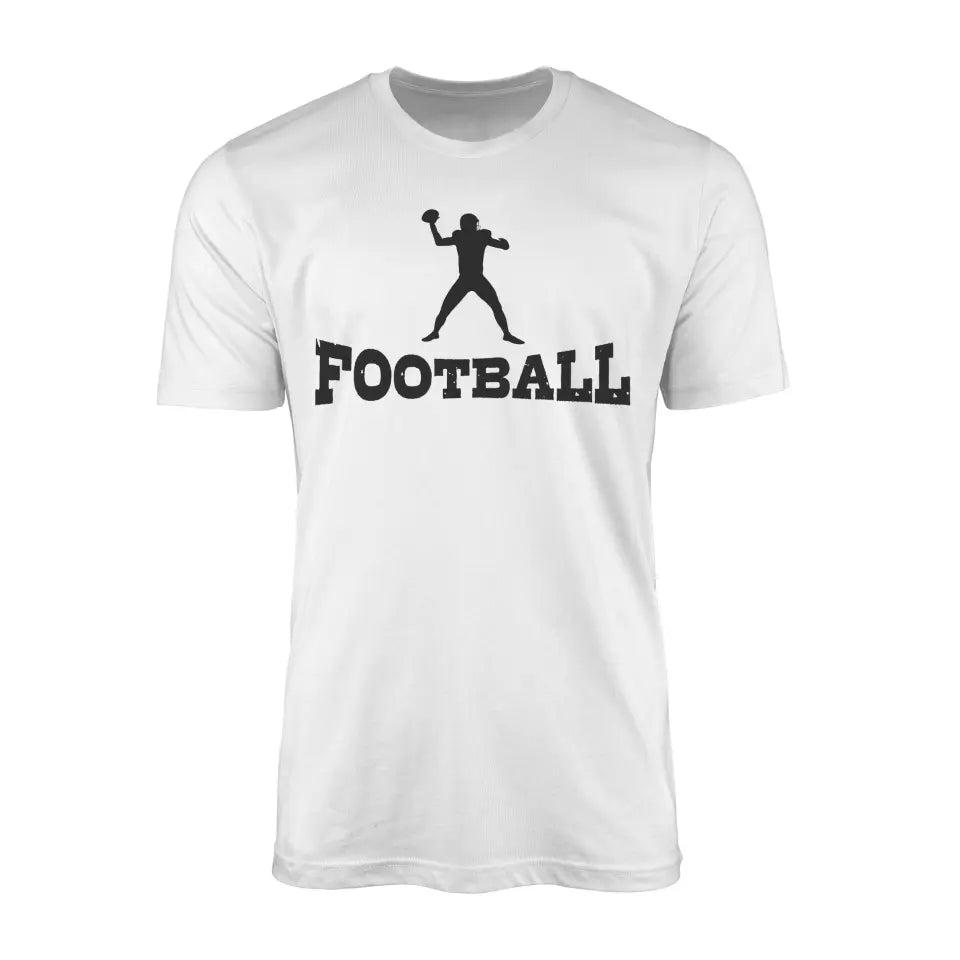 basic football with football player icon on a mens t-shirt with a black graphic