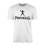 basic football with football player icon on a mens t-shirt with a black graphic