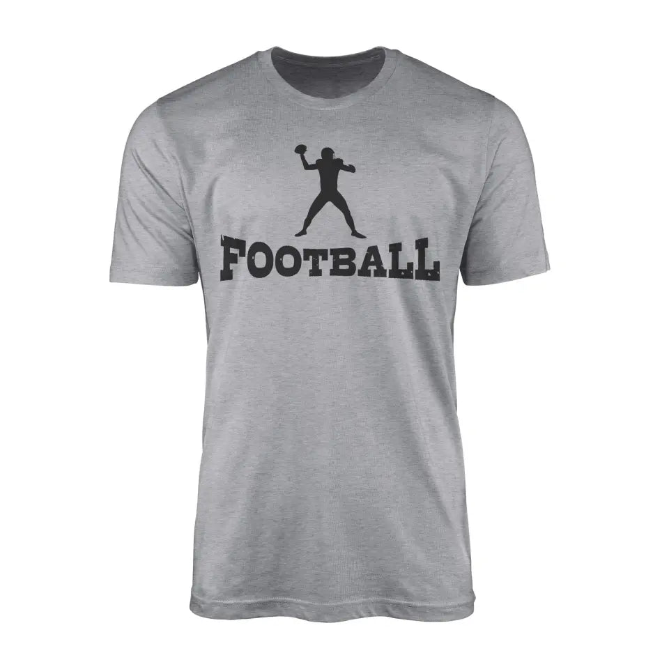 basic football with football player icon on a mens t-shirt with a black graphic