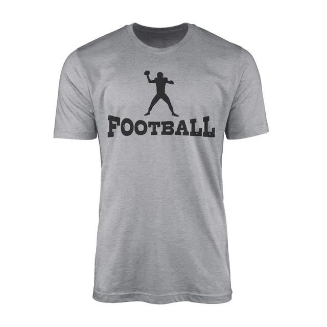 basic football with football player icon on a mens t-shirt with a black graphic