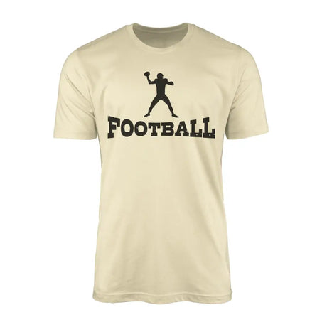 basic football with football player icon on a mens t-shirt with a black graphic