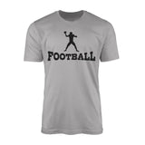 basic football with football player icon on a mens t-shirt with a black graphic