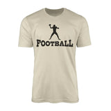 basic football with football player icon on a mens t-shirt with a black graphic