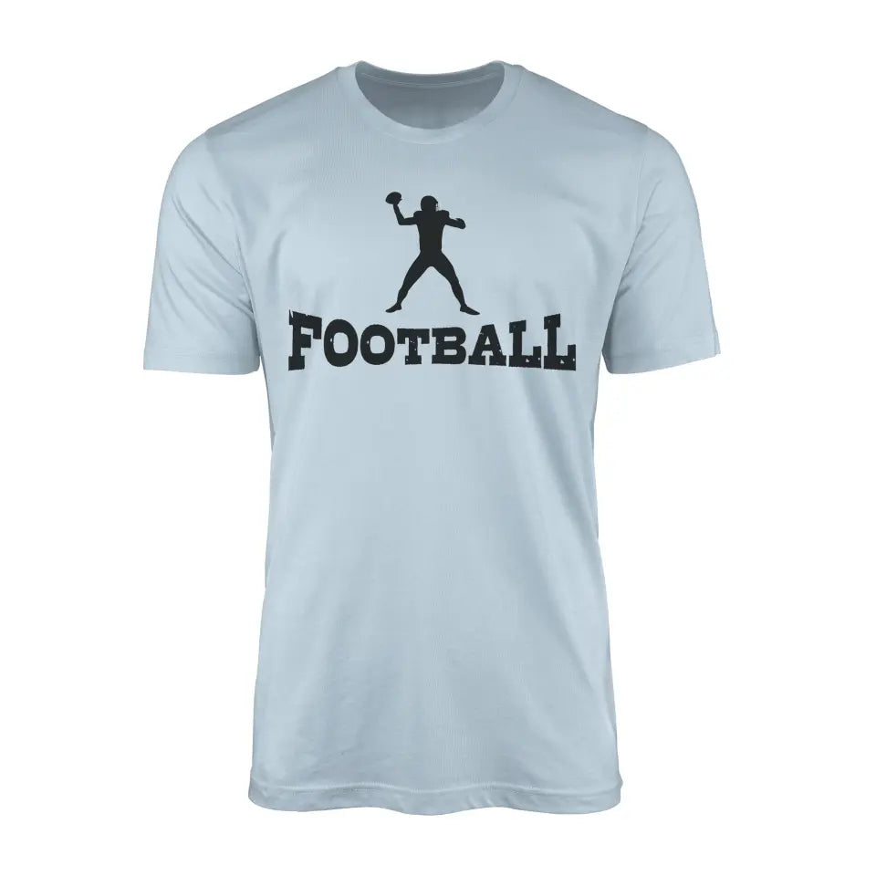 basic football with football player icon on a mens t-shirt with a black graphic