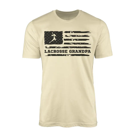 lacrosse grandpa horizontal flag on a mens t-shirt with a black graphic