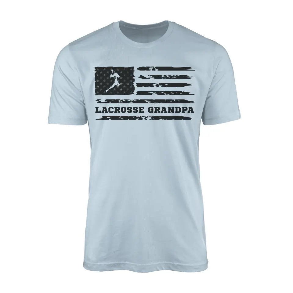 lacrosse grandpa horizontal flag on a mens t-shirt with a black graphic