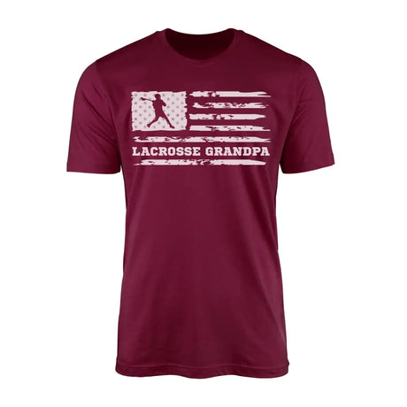 lacrosse grandpa horizontal flag on a mens t-shirt with a white graphic