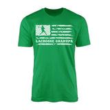 lacrosse grandpa horizontal flag on a mens t-shirt with a white graphic