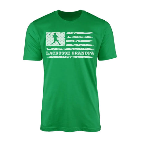 lacrosse grandpa horizontal flag on a mens t-shirt with a white graphic