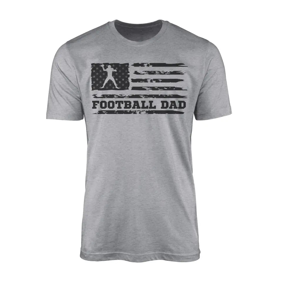 football dad horizontal flag on a mens t-shirt with a black graphic