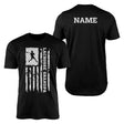 lacrosse grandpa vertical flag with lacrosse player name on a mens t-shirt with a white graphic