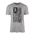 football dad vertical flag on a mens t-shirt with a black graphic