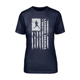 lacrosse grandma vertical flag on a unisex t-shirt with a white graphic