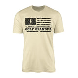 golf grandpa horizontal flag on a mens t-shirt with a black graphic