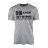 golf grandpa horizontal flag on a mens t-shirt with a black graphic