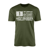 golf grandpa horizontal flag on a mens t-shirt with a white graphic