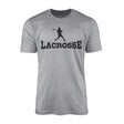 basic lacrosse with lacrosse player icon on a mens t-shirt with a black graphic