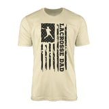 lacrosse dad vertical flag on a mens t-shirt with a black graphic