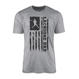 lacrosse dad vertical flag on a mens t-shirt with a black graphic