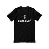 basic golf with golfer icon on a unisex t-shirt with a white graphic